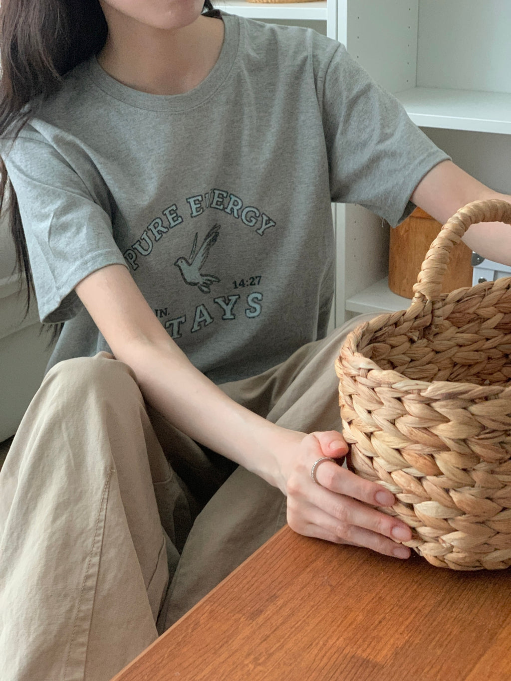 Pure Energy Stays Christian Graphic T-Shirt – John 14:27 Dove Print | 100% Cotton | Made in Korea | Unisex Free Size