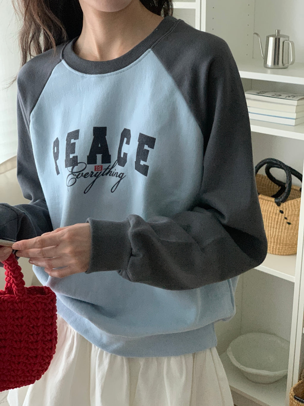 Peace Is Everything Christian Raglan Sweatshirt – Vintage Graphic Crewneck Pullover | 100% Cotton | Made in Korea