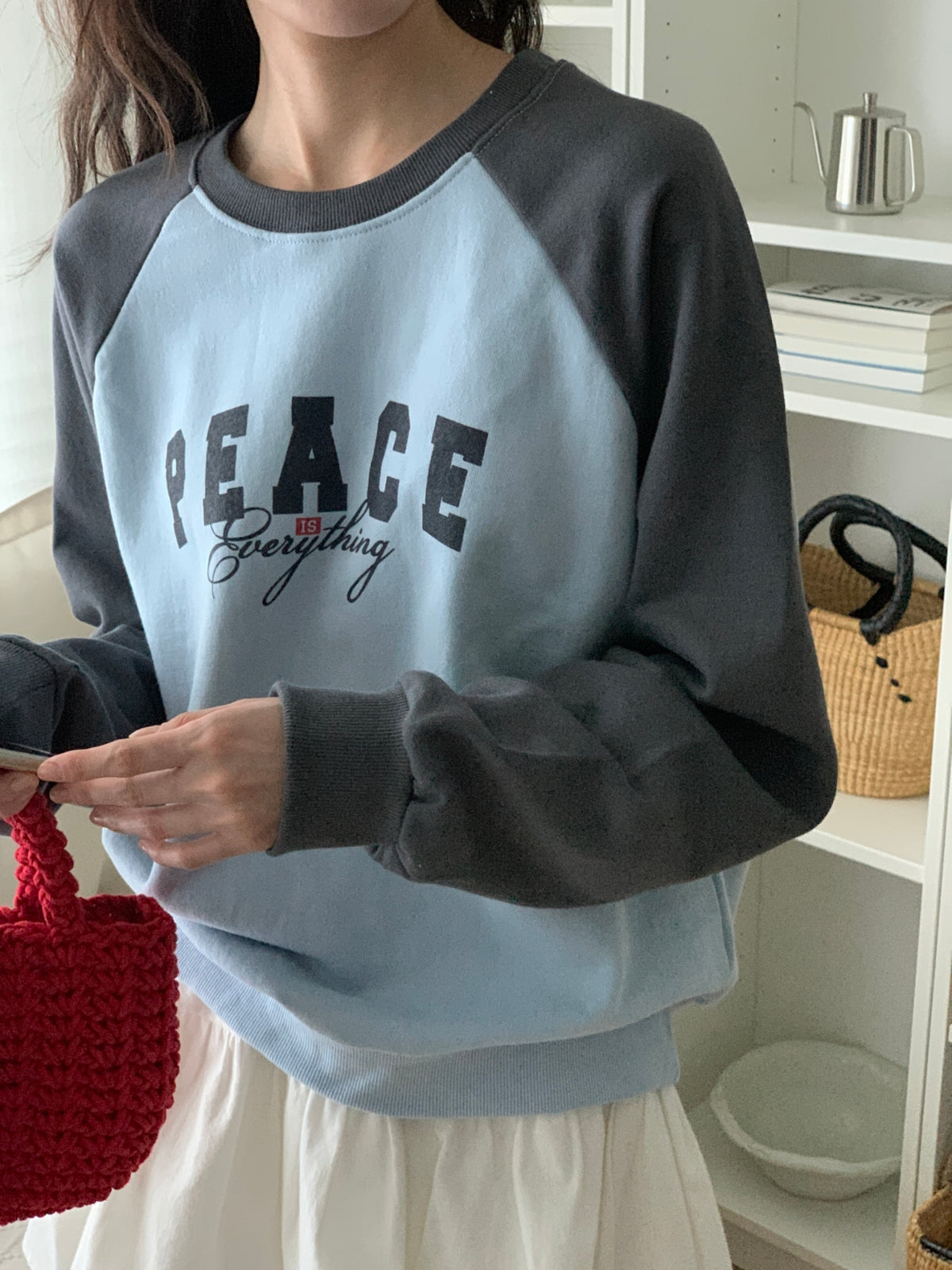 Peace Is Everything Christian Raglan Sweatshirt – Vintage Graphic Crewneck Pullover | 100% Cotton | Made in Korea