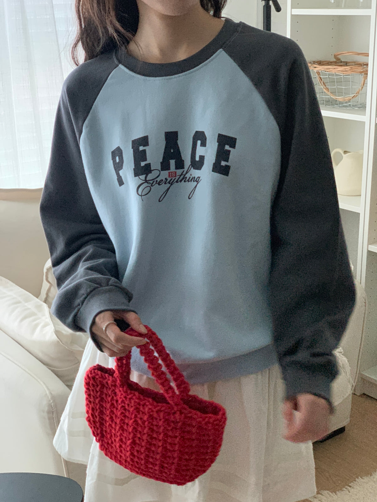 Peace Is Everything Christian Raglan Sweatshirt – Vintage Graphic Crewneck Pullover | 100% Cotton | Made in Korea