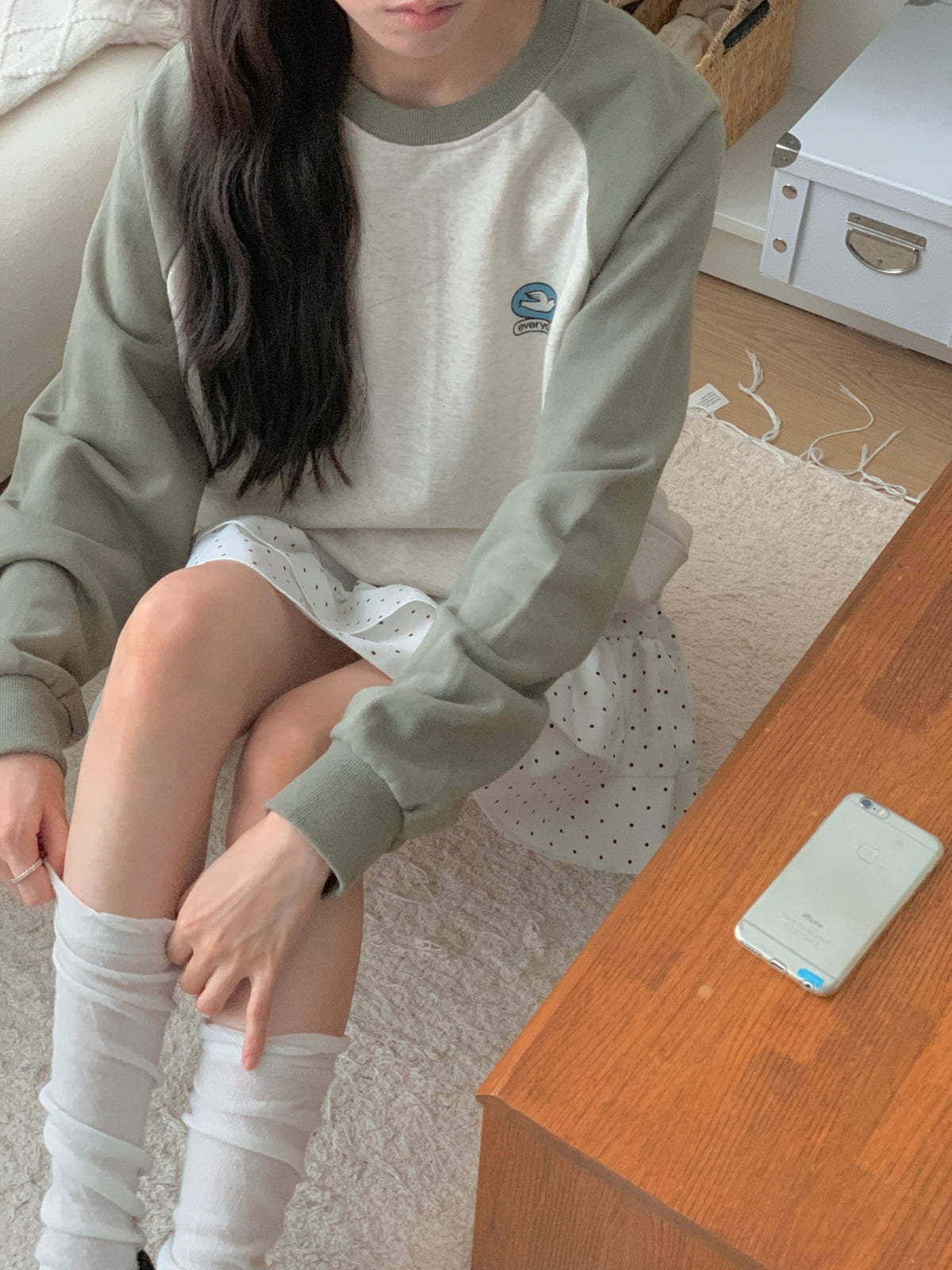 Everyday Holy Spirit Dove Raglan Sweatshirt – Christian Color Block Crewneck, 100% Cotton, Made in Korea | 3 Colors