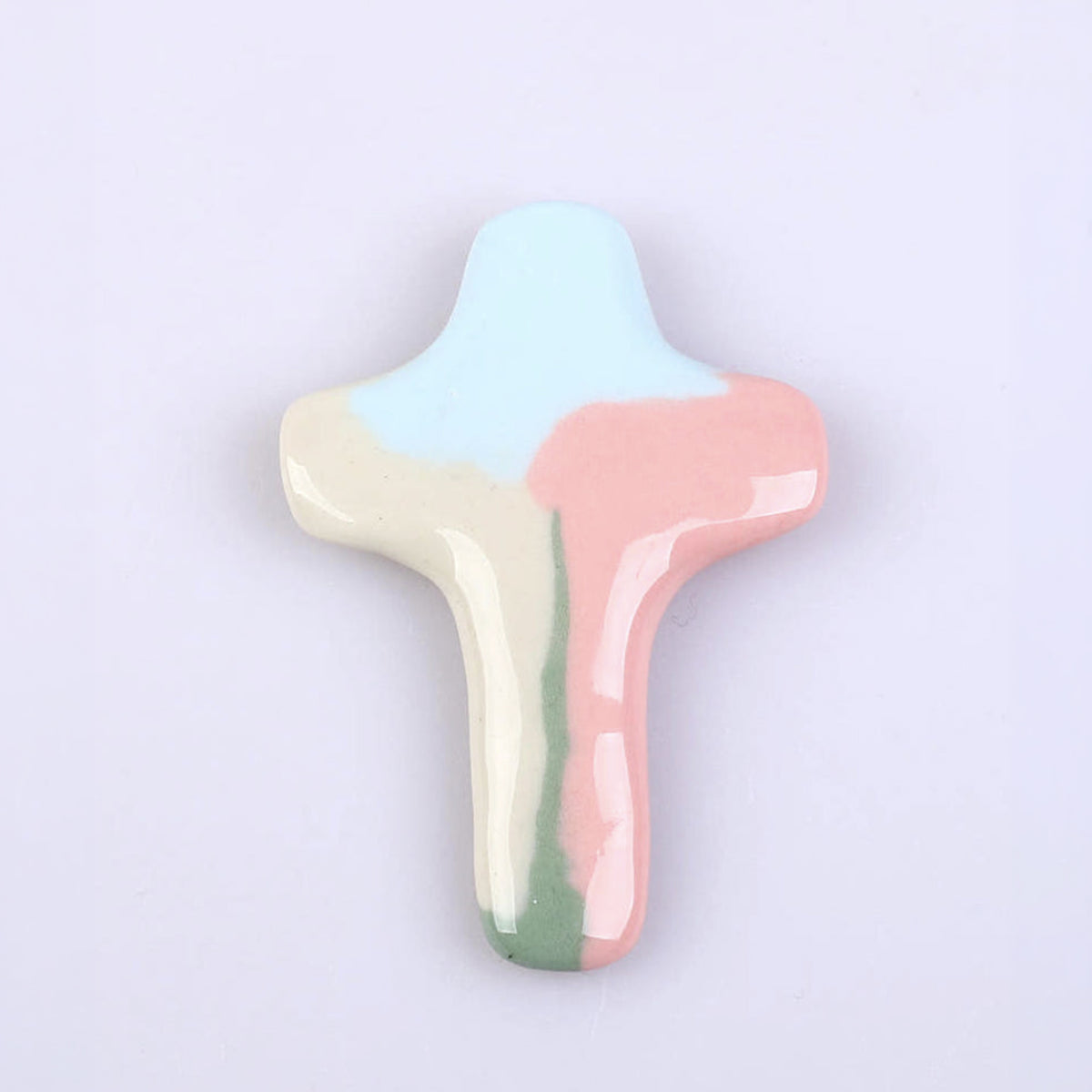 Handmade Marble Ceramic Cross Magnet – Pastel Christian Gift, Faith-Inspired Home Decor, Made in Korea