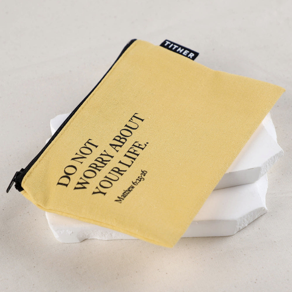 Do Not Worry Christian Mini Zipper Pouch – Matthew 6:25-26 | Bible Verse Canvas Coin Purse, Scripture Gift | Made in Korea