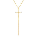 Aurora Pearl Cross Lariat Necklace 925 Silver Swaroski pearl 3mm