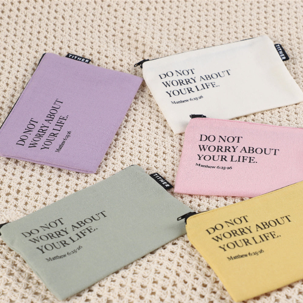 Do Not Worry Christian Mini Zipper Pouch – Matthew 6:25-26 | Bible Verse Canvas Coin Purse, Scripture Gift | Made in Korea