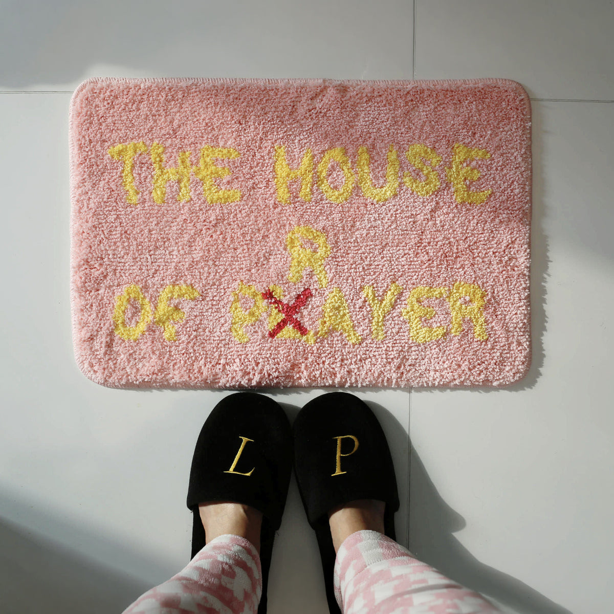The House of Prayer Christian Tufted Bath Mat – Soft Absorbent Prayer Rug, Non-Slip Bathroom & Entryway Decor | 2 Colors