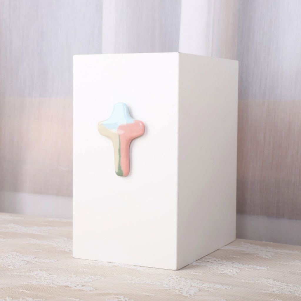 Handmade Marble Ceramic Cross Magnet – Pastel Christian Gift, Faith-Inspired Home Decor, Made in Korea