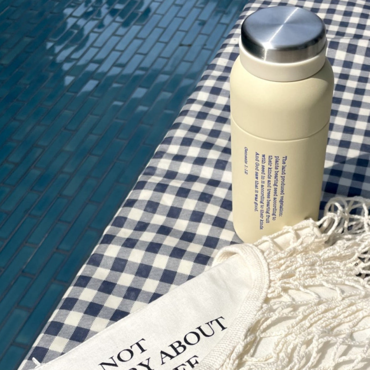 It Was Very Good Christian Stainless Steel Tumbler – Genesis 1:12 Bible Verse Water Bottle, 350ml (12 oz), Ivory | Faith-Inspired Gift