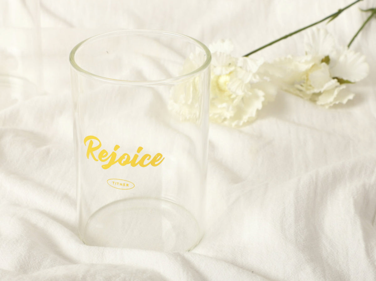 Rejoice Christian Glass Cup – 430ml Heat-Resistant Glass Tumbler | 1 Thessalonians 5:16-18 | Inspirational Faith-Based Drinkware | Made in Korea | 2 Colors