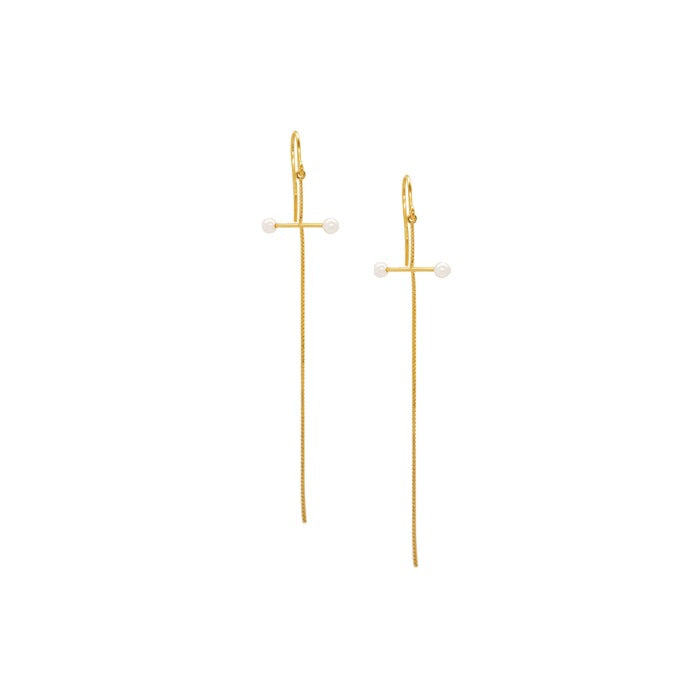 Aurora Swarovski Pearl Line Earring  Gold-Plated 92.5 Silver