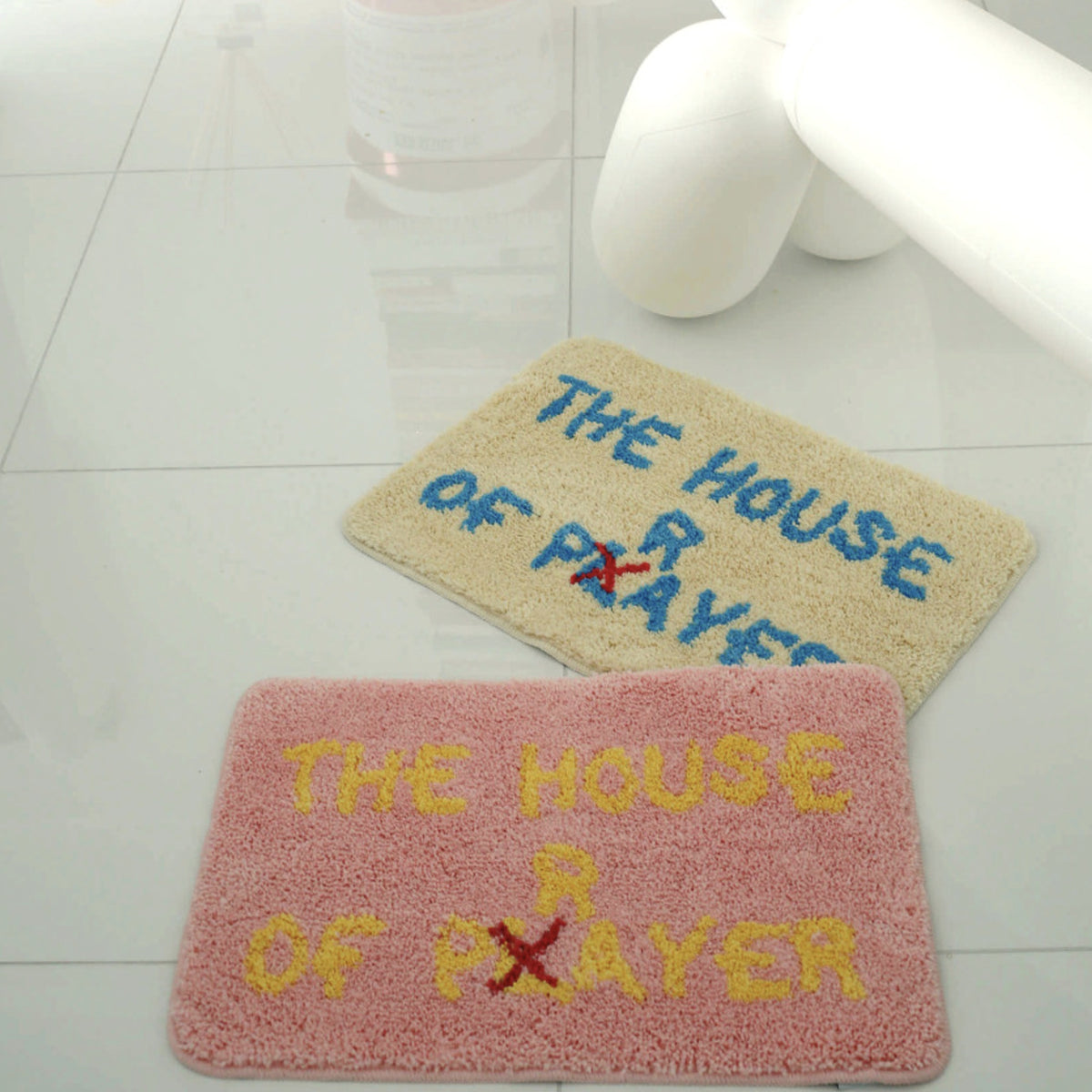 The House of Prayer Christian Tufted Bath Mat – Soft Absorbent Prayer Rug, Non-Slip Bathroom & Entryway Decor | 2 Colors