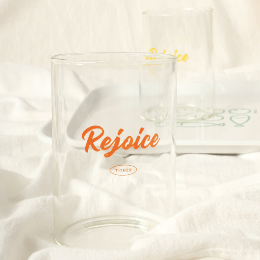 Rejoice Christian Glass Cup – 430ml Heat-Resistant Glass Tumbler | 1 Thessalonians 5:16-18 | Inspirational Faith-Based Drinkware | Made in Korea | 2 Colors