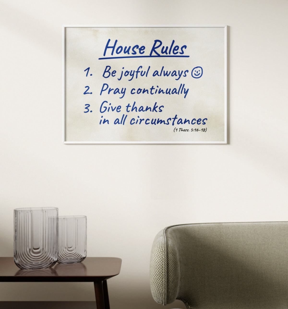 House Rules Christian Wall Art – 1 Thessalonians 5:16–18