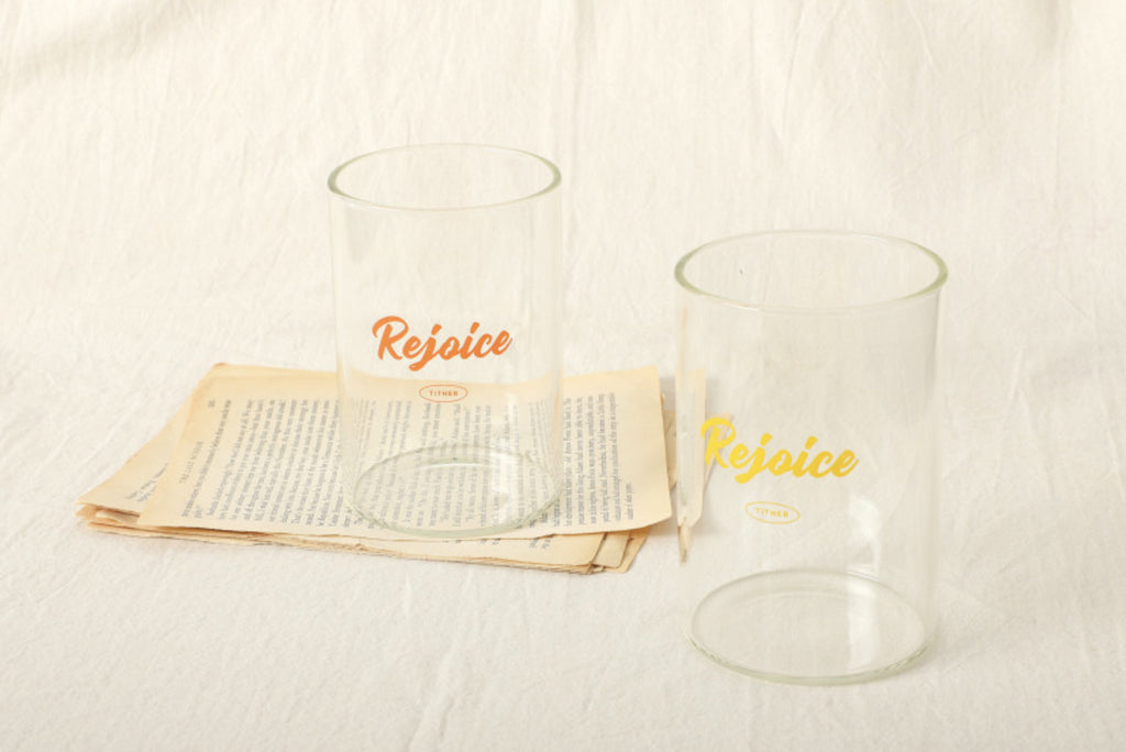 Rejoice Christian Glass Cup – 430ml Heat-Resistant Glass Tumbler | 1 Thessalonians 5:16-18 | Inspirational Faith-Based Drinkware | Made in Korea | 2 Colors
