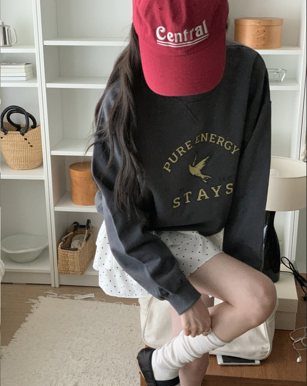 Pure Energy Stays Christian Cropped Sweatshirt – John 14:27 Holy Spirit Dove Graphic, 100% Cotton, Made in Korea | Mustard, Charcoal & Gray