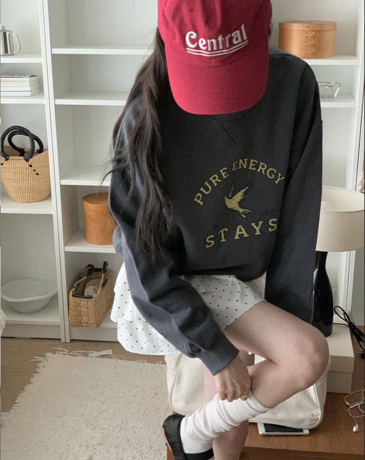 Pure Energy Stays Christian Cropped Sweatshirt – John 14:27 Holy Spirit Dove Graphic, 100% Cotton, Made in Korea | Mustard, Charcoal & Gray