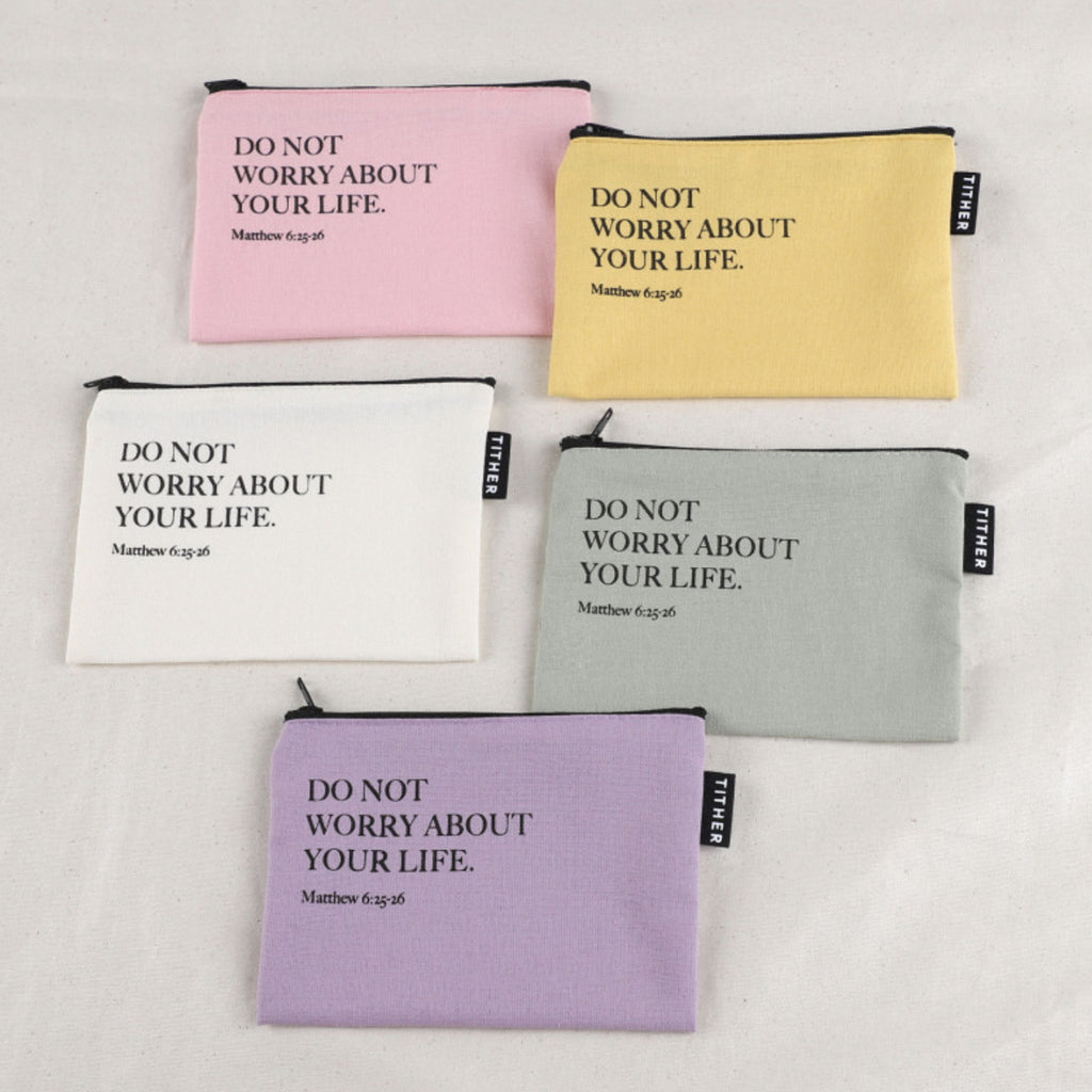 Do Not Worry Christian Mini Zipper Pouch – Matthew 6:25-26 | Bible Verse Canvas Coin Purse, Scripture Gift | Made in Korea