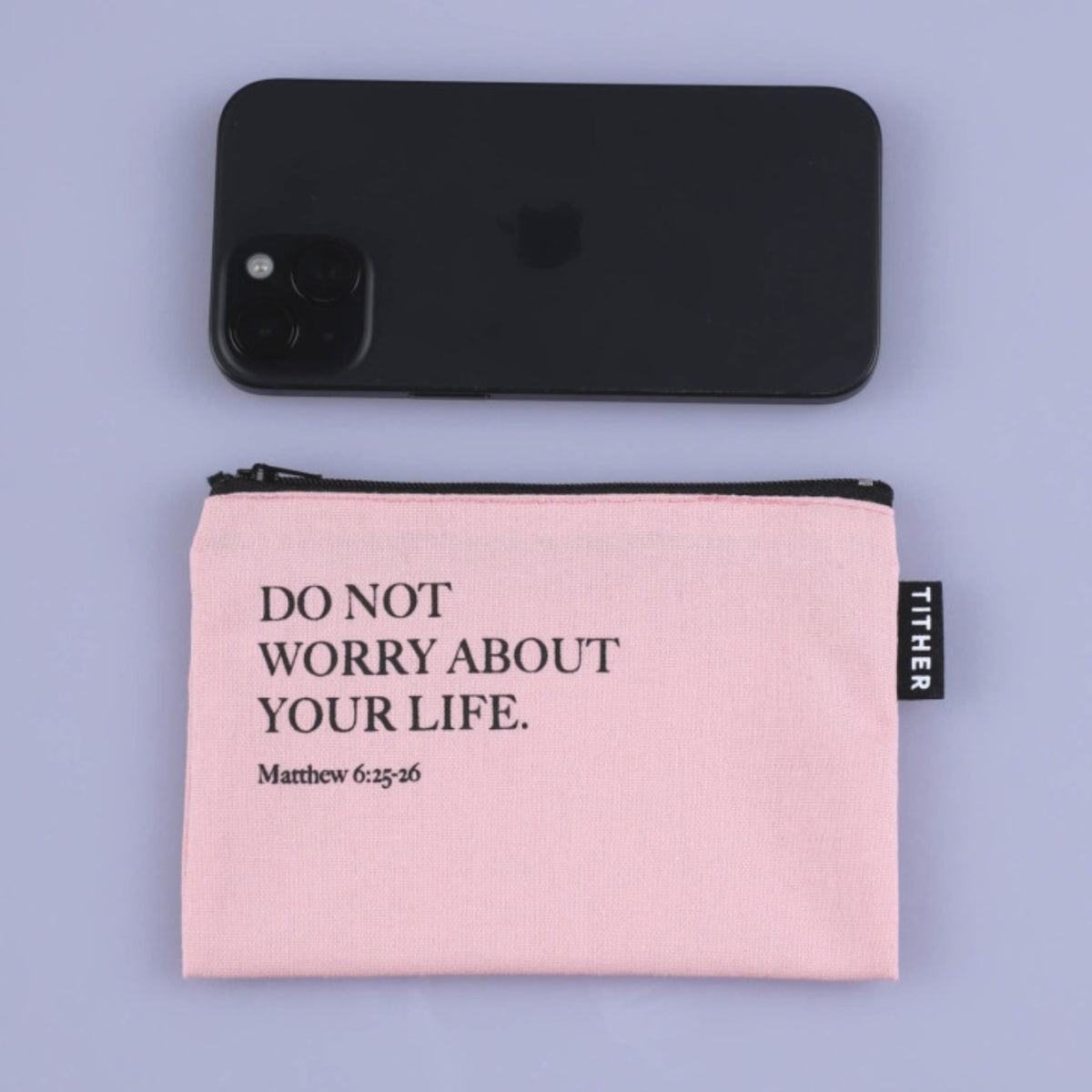 Do Not Worry Christian Mini Zipper Pouch – Matthew 6:25-26 | Bible Verse Canvas Coin Purse, Scripture Gift | Made in Korea