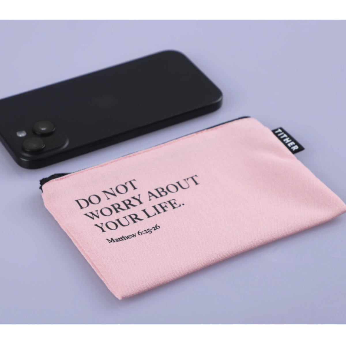 Do Not Worry Christian Mini Zipper Pouch – Matthew 6:25-26 | Bible Verse Canvas Coin Purse, Scripture Gift | Made in Korea