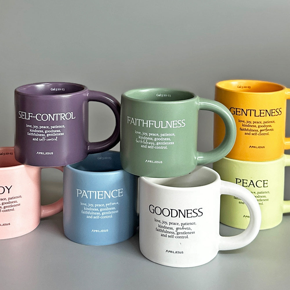 Faithfulness Christian Ceramic Mug – Fruit of the Spirit, Sage Green, 260ml – Made in Korea