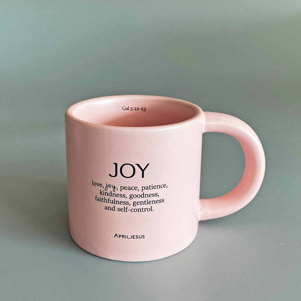 Joy Christian Coffee Mug – Fruit of the Spirit, Blush Pink, 260 ml