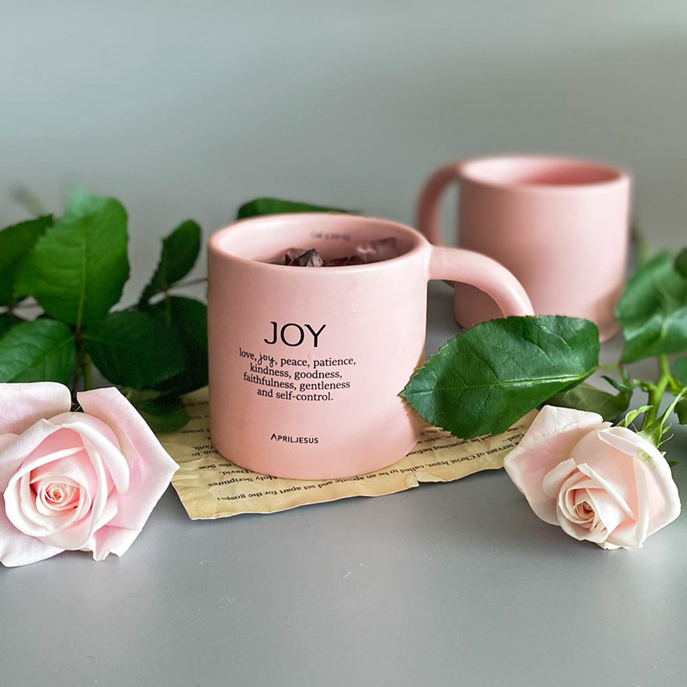 Joy Christian Coffee Mug – Fruit of the Spirit, Blush Pink, 260 ml