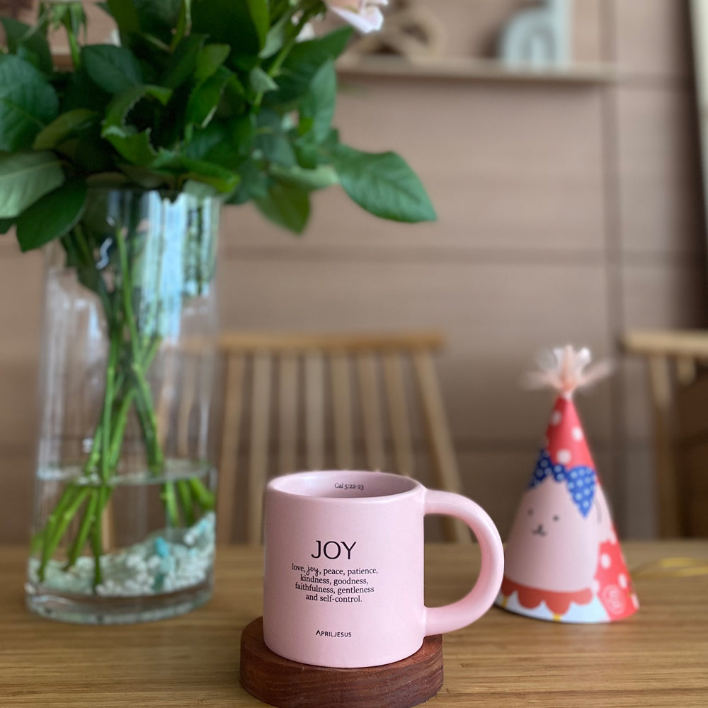 Joy Christian Coffee Mug – Fruit of the Spirit, Blush Pink, 260 ml