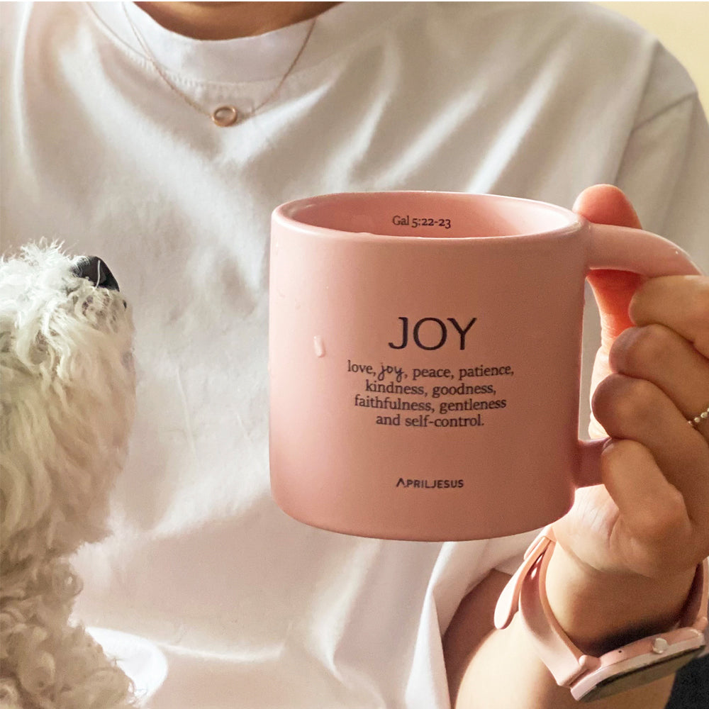 Joy Christian Coffee Mug – Fruit of the Spirit, Blush Pink, 260 ml