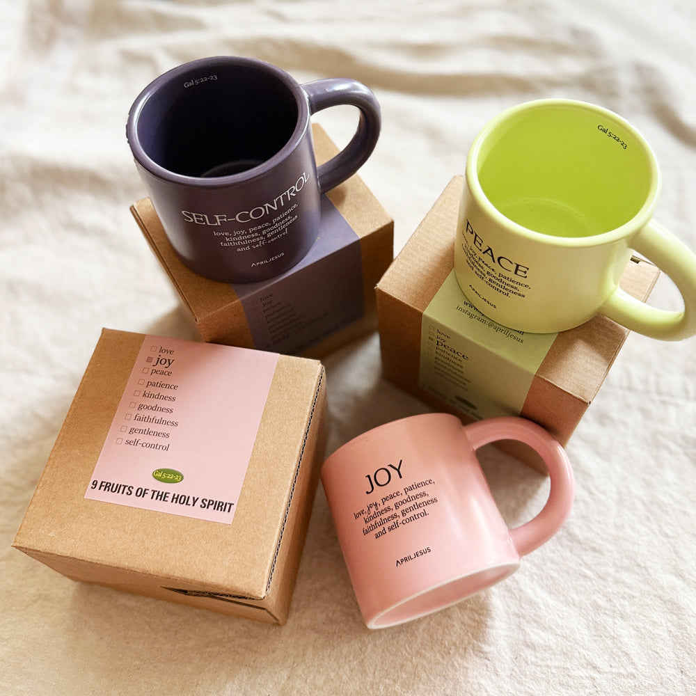 Joy Christian Coffee Mug – Fruit of the Spirit, Blush Pink, 260 ml