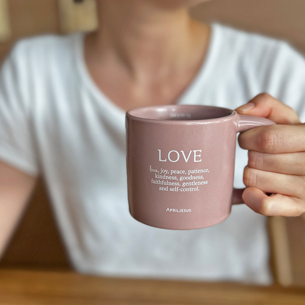 Love Christian Coffee Mug – Fruit of the Spirit, Dusty Rose, 260 ml