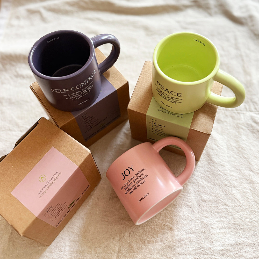 Self-Control Christian Ceramic Mug – Fruit of the Spirit, Galatians 5:22–23, Purple, 260ml, Made in Korea