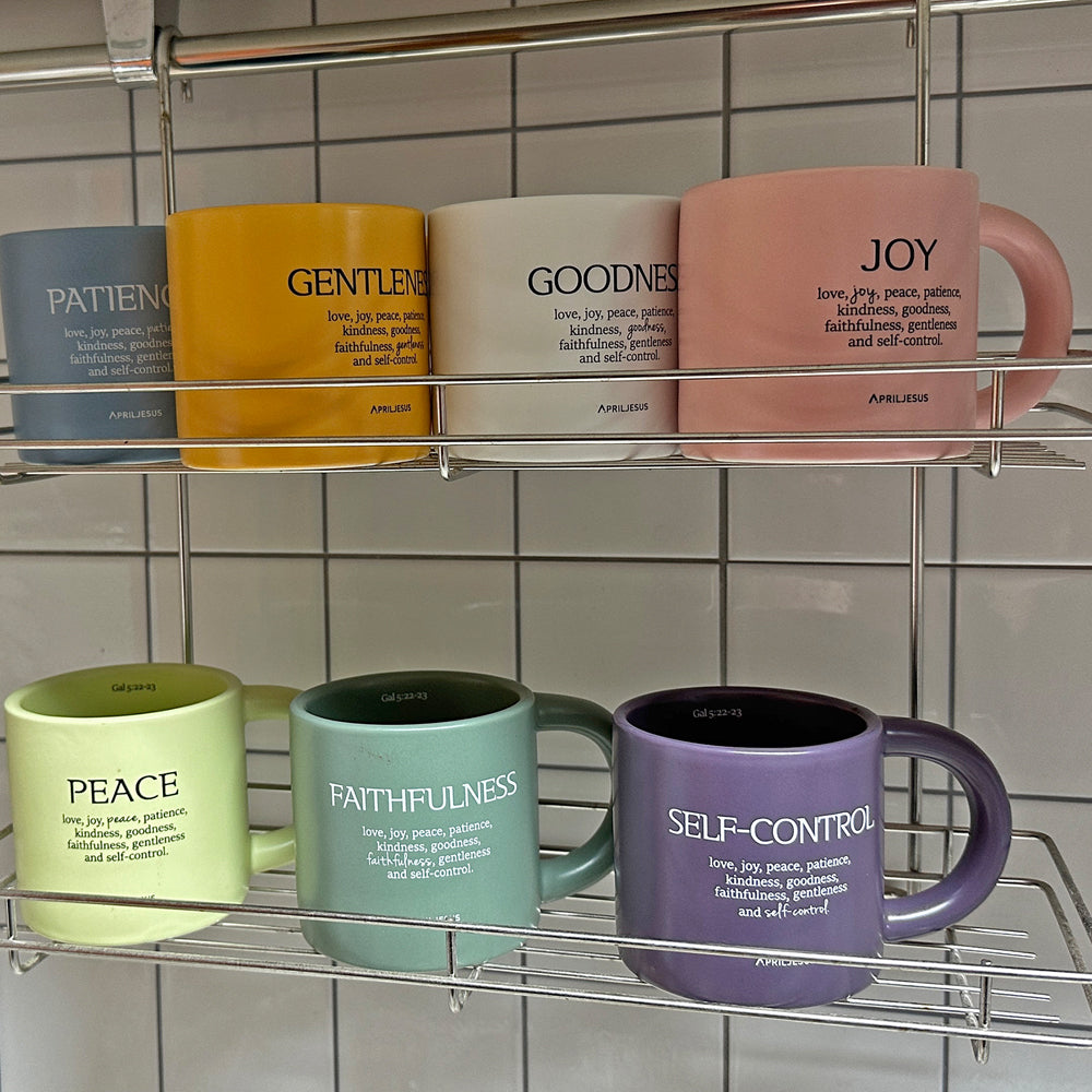 Self-Control Christian Ceramic Mug – Fruit of the Spirit, Galatians 5:22–23, Purple, 260ml, Made in Korea