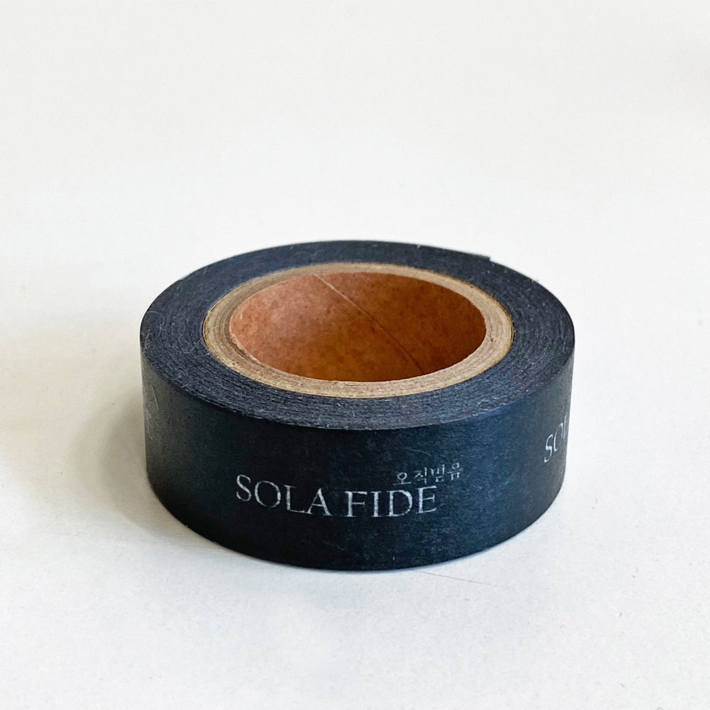 Sola Fide Christian Washi Tape – Faith-Based Decorative Masking Tape, Bible Journaling & Scrapbooking, Black, 15mm x 10m, Made in Korea