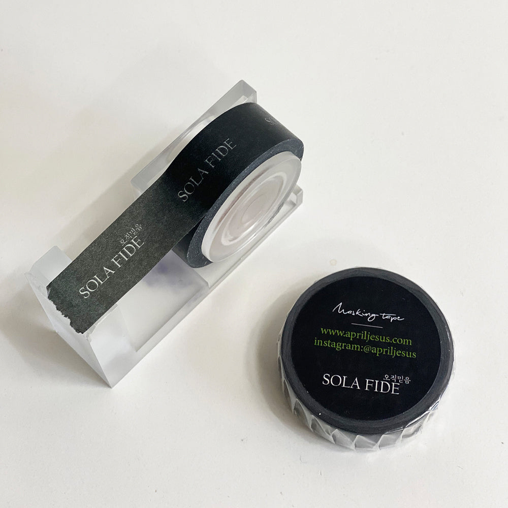 Sola Fide Christian Washi Tape – Faith-Based Decorative Masking Tape, Bible Journaling & Scrapbooking, Black, 15mm x 10m, Made in Korea