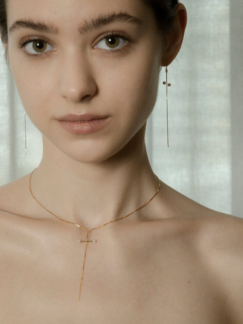 Aurora Swarovski Pearl Line Earring  Gold-Plated 92.5 Silver