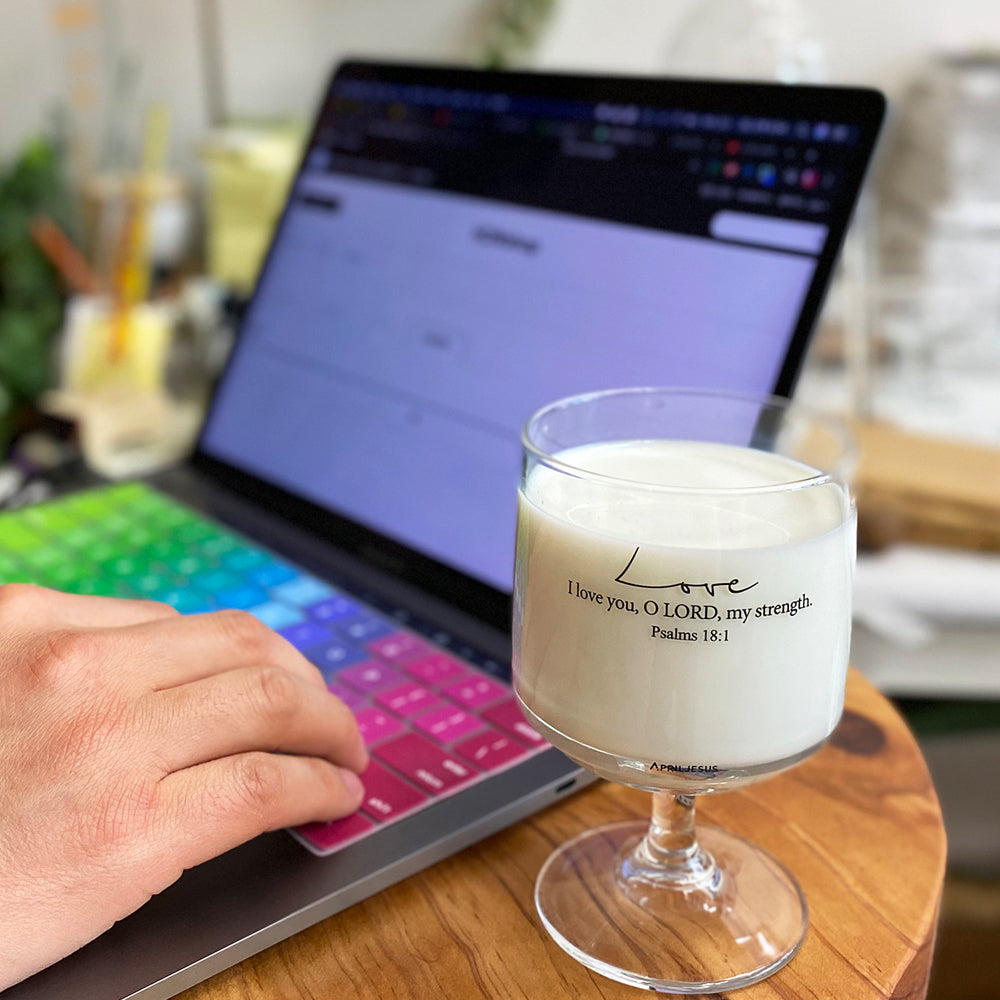 Love Psalm 18:1 Christian Glass Goblet – 300ml Bible Verse Drinking Glass, Made in Korea
