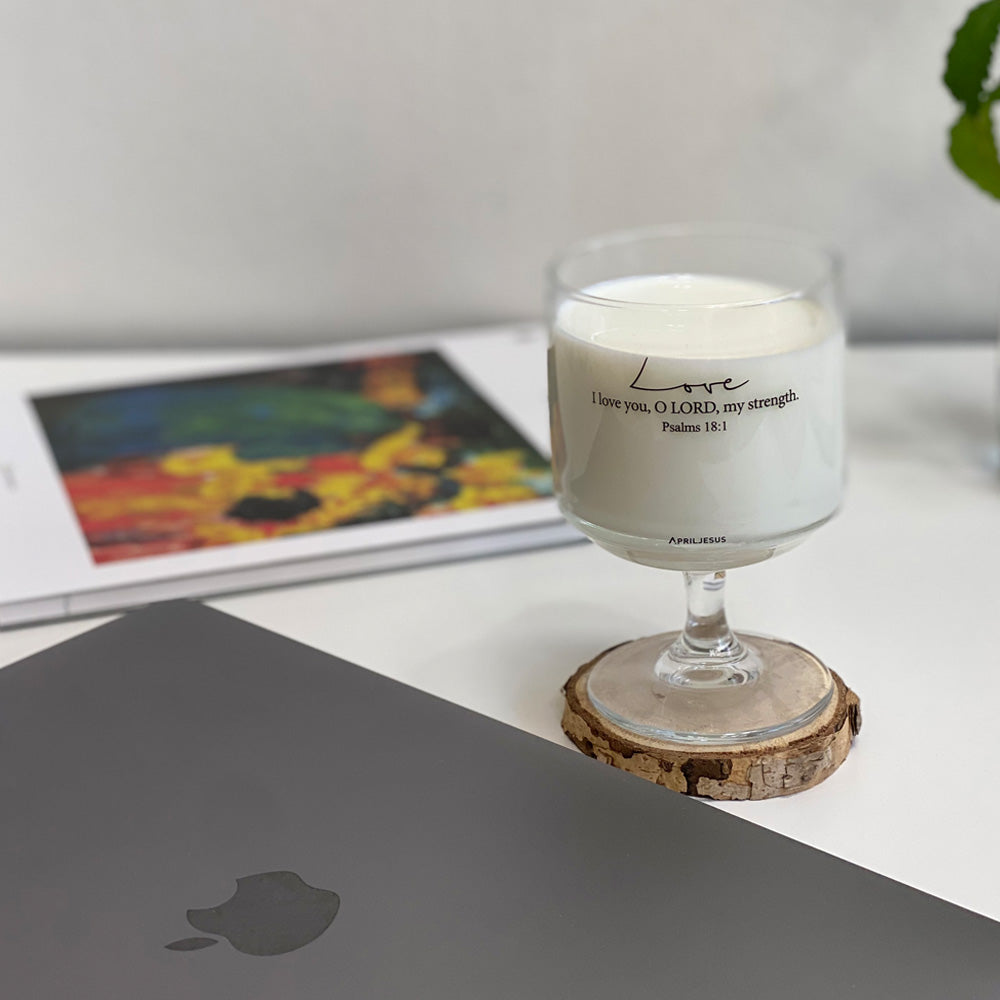 Love Psalm 18:1 Christian Glass Goblet – 300ml Bible Verse Drinking Glass, Made in Korea