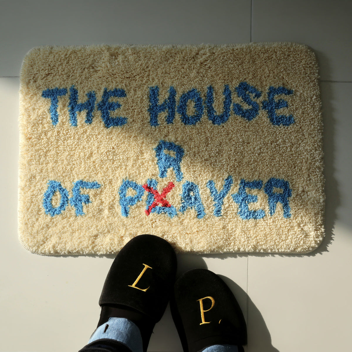 The House of Prayer Christian Tufted Bath Mat – Soft Absorbent Prayer Rug, Non-Slip Bathroom & Entryway Decor | 2 Colors