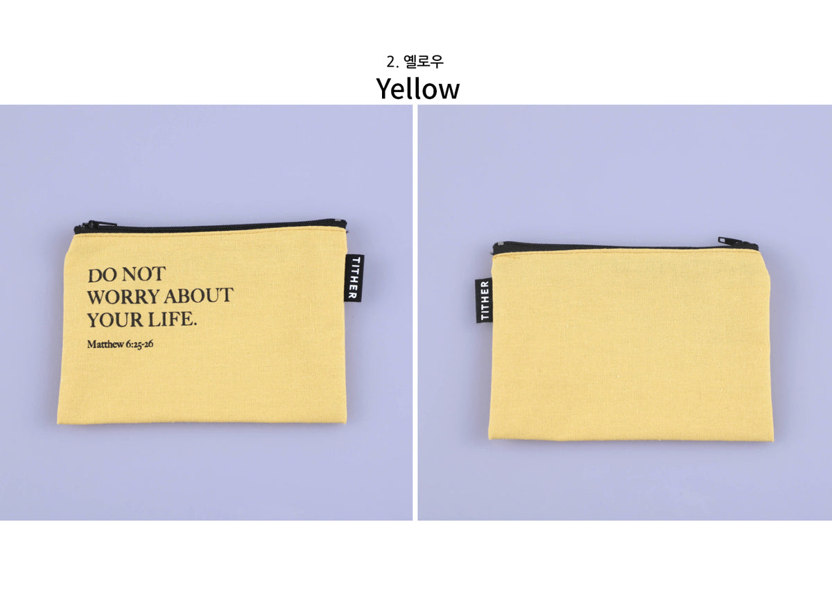 Do Not Worry Christian Mini Zipper Pouch – Matthew 6:25-26 | Bible Verse Canvas Coin Purse, Scripture Gift | Made in Korea